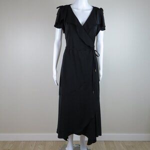 Bishop & Young 'Tara' Wrap Dress SIZE Small Black, Flutter Sleeves